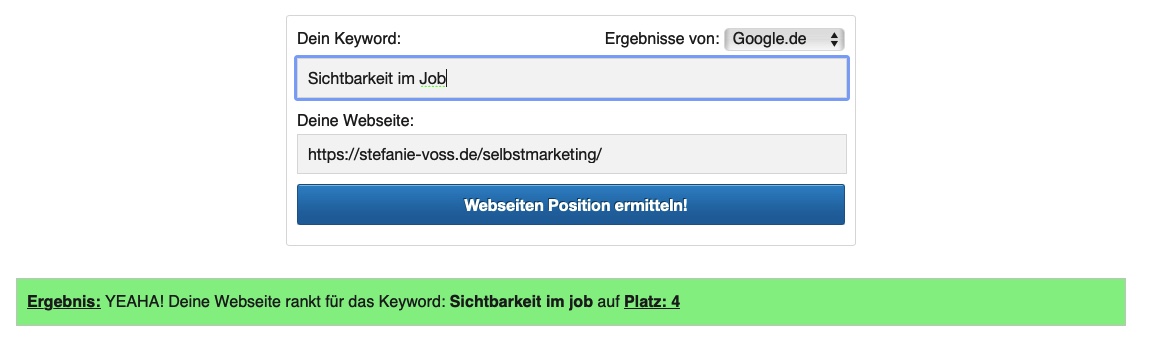 Stefanies Blogartikel steht auf Platz 4. (Screenshot Google Ranking Check)